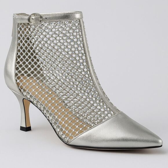 NEW Charles by Charles David Arnie Bling Sliver Mesh Metallic Booties Size 7 - Picture 1 of 9